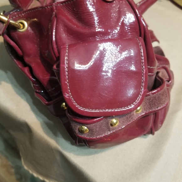 👜 Juicy Couture Dark Red Leather Satchel Purse - Picture 10 of 17